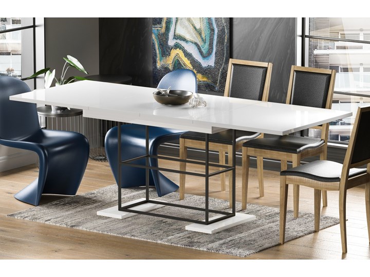 Stół Gani 210 rozkładany od 130 do 210 cm Drewno Styl Industrialny Szerokość 80 cm Długość 130 cm Metal Długość 80 cm Płyta MDF Rozkładanie Rozkładane