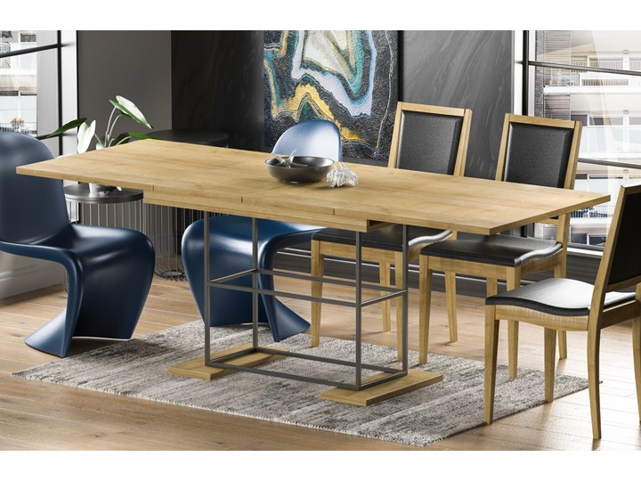 Stół Gani 210 rozkładany od 130 do 210 cm Długość 130 cm Długość 80 cm Płyta MDF Metal Szerokość 80 cm Drewno Styl Industrialny