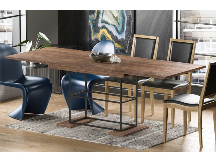 Stół Gani 210 rozkładany od 130 do 210 cm Drewno Długość 80 cm Płyta MDF Styl Industrialny Długość 130 cm Szerokość 80 cm Metal Rozkładanie Rozkładane
