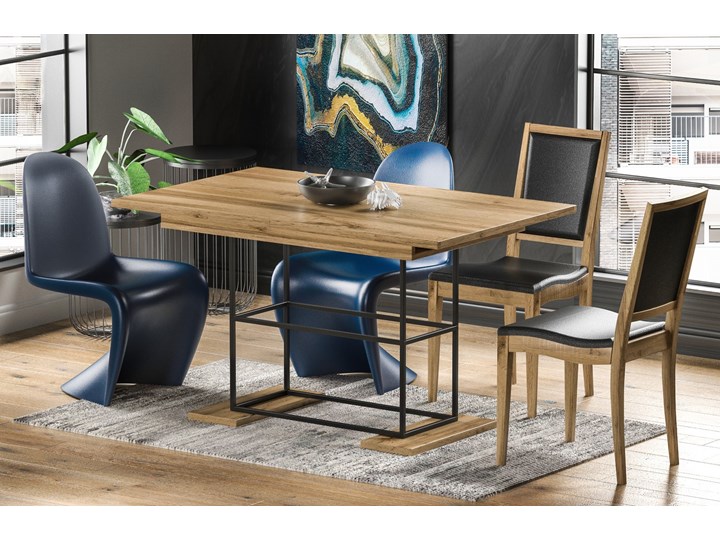 Stół Gani 210 rozkładany od 130 do 210 cm Płyta MDF Szerokość 80 cm Drewno Długość 80 cm Długość 130 cm Styl Nowoczesny Metal Styl Industrialny
