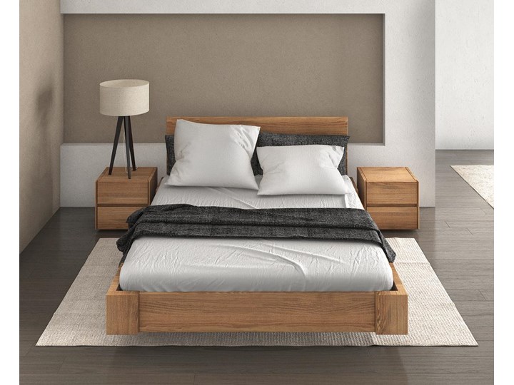 Zestaw: Beriet łóżko+2 szafki nocne z drewna bukowego lewitujące 140x200 cm Kategoria Zestawy mebli do sypialni