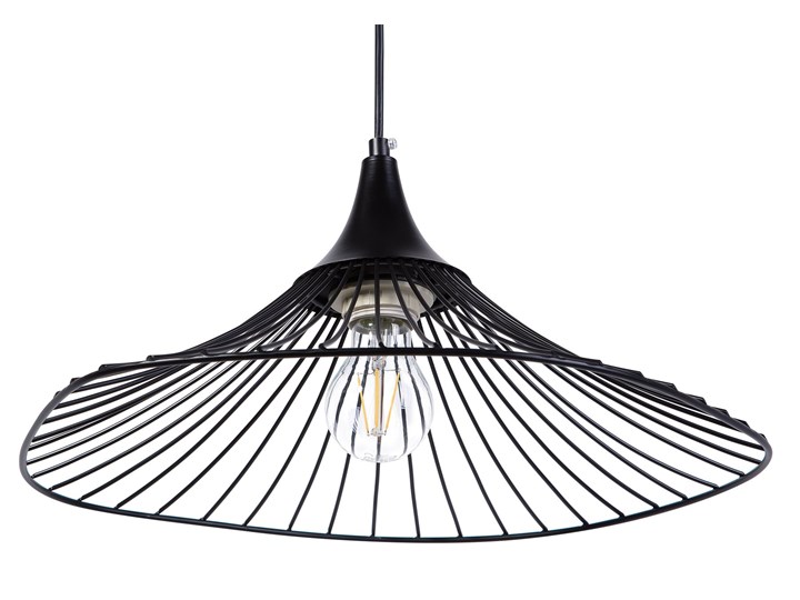 Lampa sufitowa wisząca czarna metalowa okrągły klosz industrialna kuchnia sypialnia Lampa inspirowana Lampa druciana Kolor Czarny
