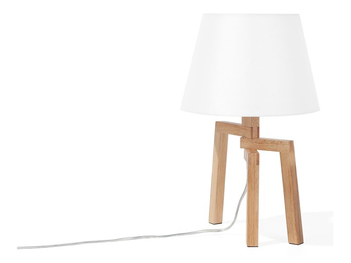 Lampa stołowa biała jasne drewno 42 cm trójnóg skandynawska Lampa z abażurem Lampa nocna Kategoria Lampy stołowe Styl Skandynawski