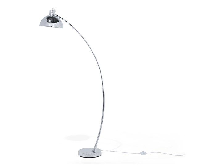 Beliani Lampa podłogowa srebrna wykrzywione ramie metalowy ruchomy klosz 155 cm nowoczesne oświetlenie Lampa łukowa Lampa z kloszem Styl Tradycyjny