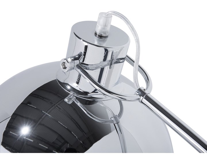 Beliani Lampa podłogowa srebrna wykrzywione ramie metalowy ruchomy klosz 155 cm nowoczesne oświetlenie Lampa z kloszem Lampa łukowa Styl Industrialny