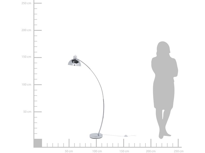 Beliani Lampa podłogowa srebrna wykrzywione ramie metalowy ruchomy klosz 155 cm nowoczesne oświetlenie Lampa łukowa Lampa z kloszem Styl Industrialny