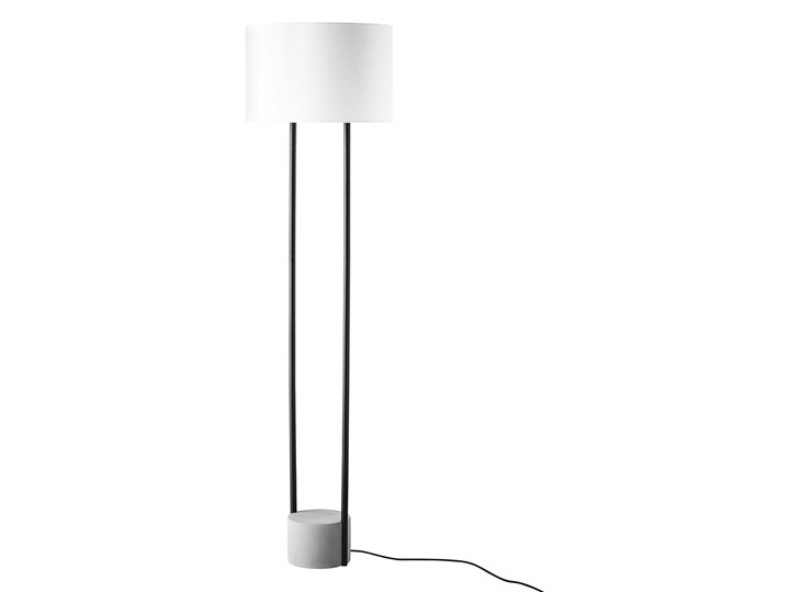 Lampa stojąca biała czarna 153 cm metalowe nogi betonowa podstawa okrągły abażur nowoczesna Tkanina Lampa z abażurem Lampa inspirowana Styl Nowoczesny