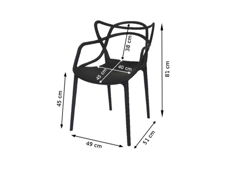 Krzesło LILLE białe Szerokość 55 cm Krzesło inspirowane Wysokość 81 cm Szerokość 40 cm Z podłokietnikiem Głębokość 45 cm Tworzywo sztuczne Kolor Biały