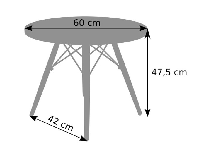 Stolik okrągły Paris 60cm - biały Płyta MDF Wysokość 48 cm Styl Nowoczesny