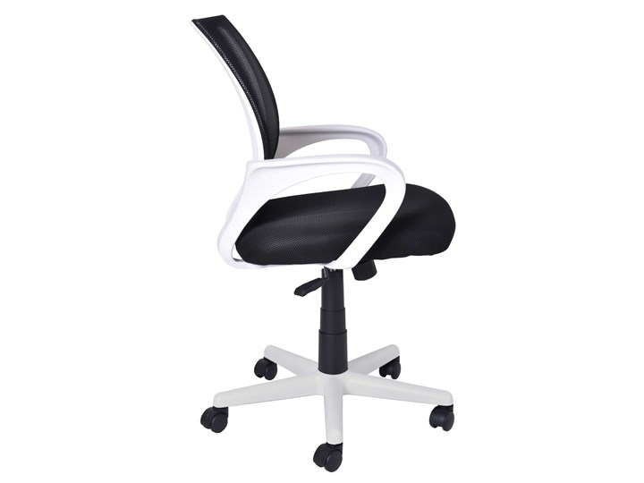 Fotel biurowy Bianco biało-czarny Tworzywo sztuczne Głębokość 59 cm Fotel na kółkach Głębokość 48 cm Wysokość 91 cm Szerokość 60 cm Fotel obrotowy Styl Nowoczesny Wysokość 95 cm Pomieszczenie Biuro i pracownia