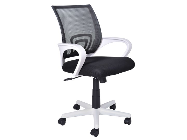 Fotel biurowy Bianco biało-czarny Głębokość 59 cm Szerokość 60 cm Wysokość 95 cm Pomieszczenie Pokój przedszkolaka Tworzywo sztuczne Wysokość 91 cm Głębokość 48 cm Fotel na kółkach Fotel obrotowy Styl Nowoczesny