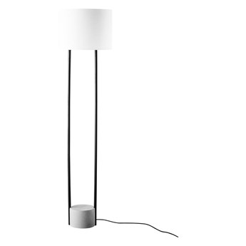 Beliani Lampa stojąca biała czarna 153 cm metalowe nogi betonowa podstawa okrągły abażur nowoczesna