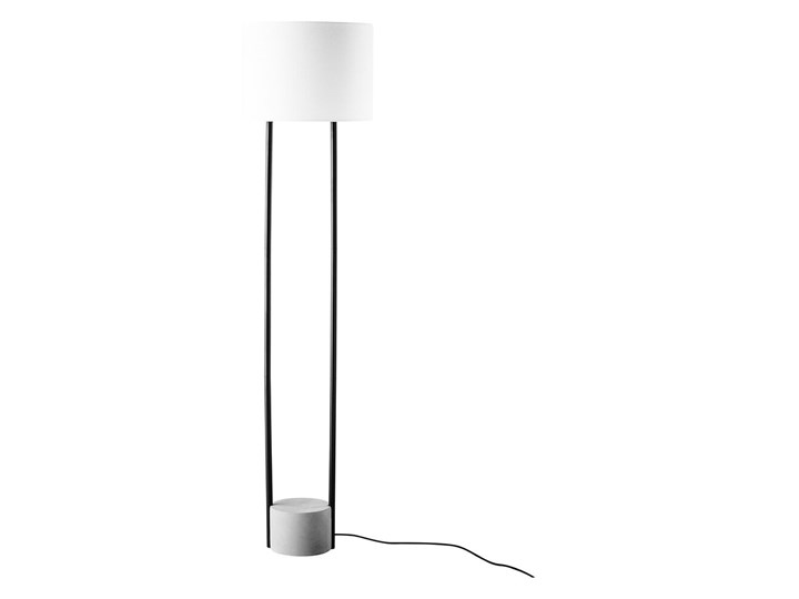 Beliani Lampa stojąca biała czarna 153 cm metalowe nogi betonowa podstawa okrągły abażur nowoczesna