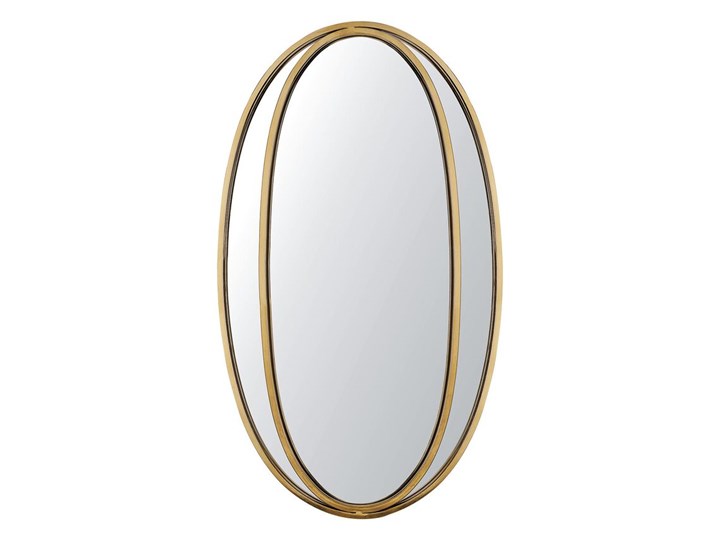 Lustro ścienne wiszące owalne złote 90 x 55 cm dekoracja ścienna do salonu glamour Pomieszczenie Przedpokój