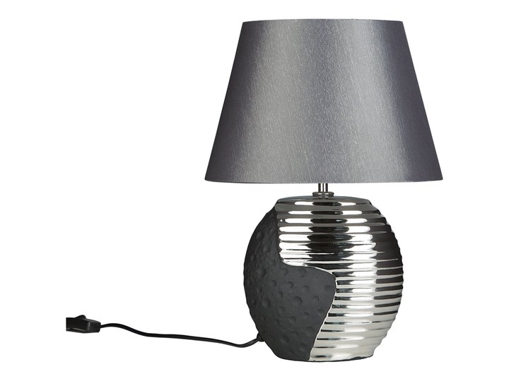 Lampka nocna czarna ze srebrnym ceramiczna ozdobna Lampa dekoracyjna Kategoria Lampy stołowe Lampa z kloszem Lampa nocna Kolor Czarny