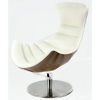 Fotel Vasto Lounge Chair skóra naturalna obrotowy do salonu Jasny orzech Biały