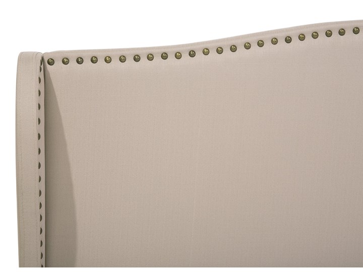 Łóżko ze stelażem tapicerowane beżowe 140 x 200 cm z zagłówkiem styl glamour Łóżko tapicerowane Kolor Beżowy
