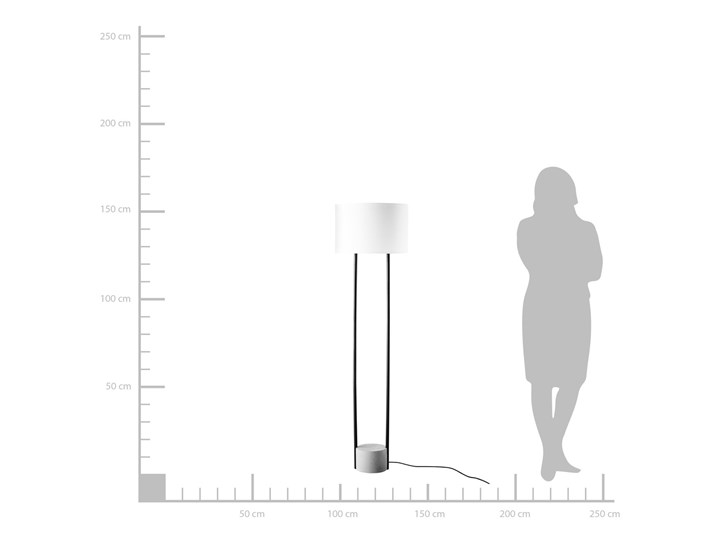 Beliani Lampa stojąca biała czarna 153 cm metalowe nogi betonowa podstawa okrągły abażur nowoczesna Lampa inspirowana Tkanina Lampa z abażurem Kolor Czarny