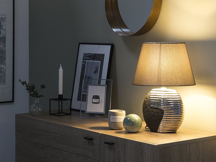 Lampka nocna czarna ze srebrnym ceramiczna ozdobna Lampa z kloszem Lampa dekoracyjna Lampa nocna Styl Nowoczesny