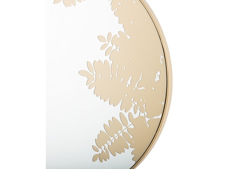 Okrągłe lustro ścienne złote metalowa rama 56 cm wzór liści łazienka salon styl retro Lustro z ramą Kolor Złoty Styl Nowoczesny