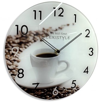Zegar szklany UV okrągły Kawa
