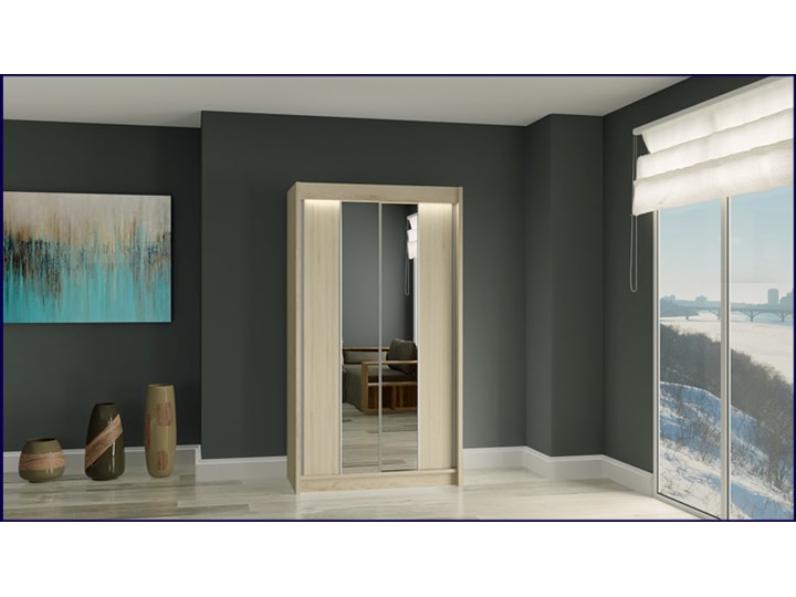 Szafa przesuwna Grace 2X - dąb sonoma Płyta MDF Stal Drewno Metal Lustro