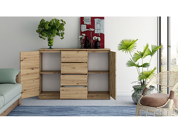 Komoda z szufladami Intia 2X - dąb artisan Z szafkami i szufladami Głębokość 40 cm Drewno Styl Minimalistyczny