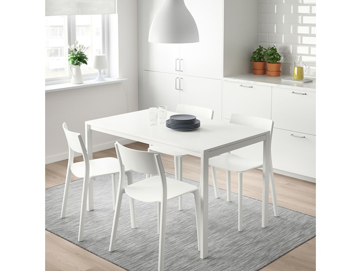 MELLTORP / JANINGE Stół i 4 krzesła Kolor Biały Kategoria Stoły z krzesłami