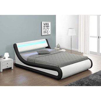 Łóżko tapicerowane z materacem 160X200 LED-48 biało-czarne