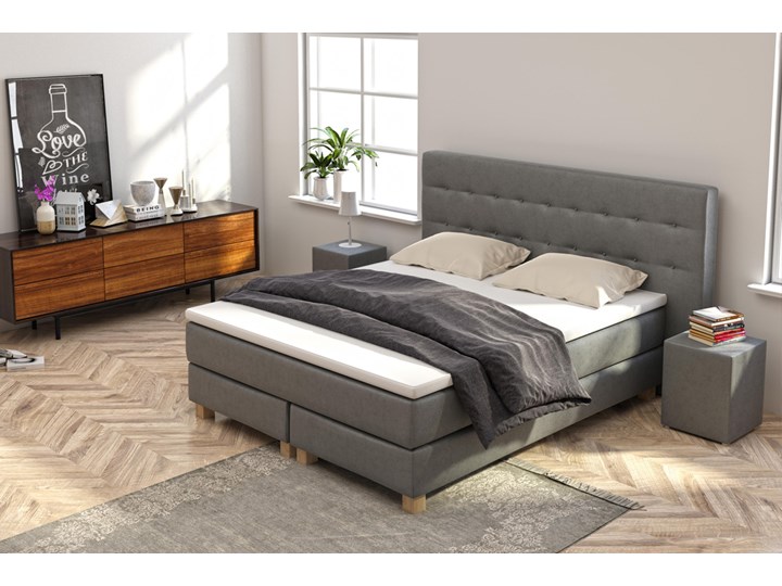 SELSEY Łóżko kontynentalne Gent ze stolikami nocnymi Rozmiar materaca 200x200 cm Kategoria Łóżka do sypialni