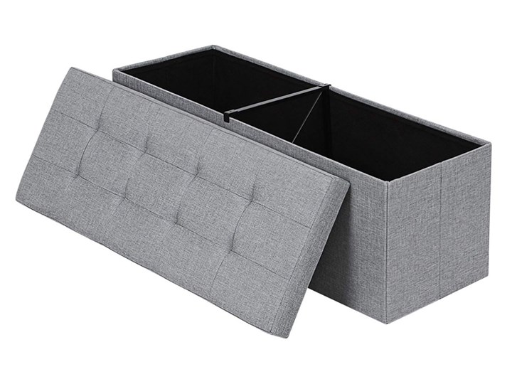 Selsey Kufer Louta 110x38 cm szary tapicerowany z pikowanym siedziskiem