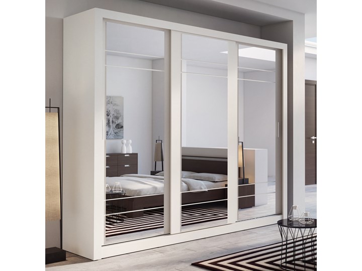 SELSEY Szafa Lugaros 250 cm z trzema lustrami Drewno Tworzywo sztuczne Płyta laminowana Płyta MDF Lustro Kategoria Szafy do garderoby