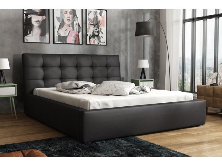 SELSEY Łóżko tapicerowane Nabbe z pojemnikiem z pojemnikiem Tkanina Ekoskóra Łóżko pikowane Metal Zagłówek Z zagłówkiem Rozmiar materaca 160x200 cm