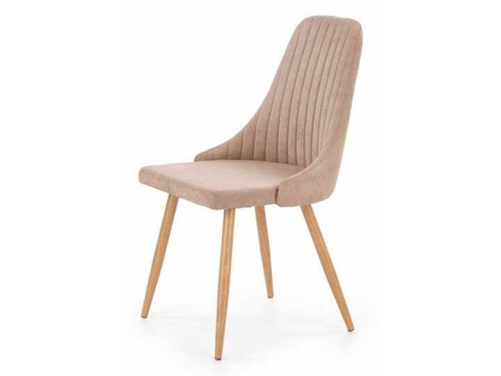 SELSEY Krzesło tapicerowane Muela beżowe Drewno Krzesło inspirowane Stal Tkanina Metal Pomieszczenie Jadalnia