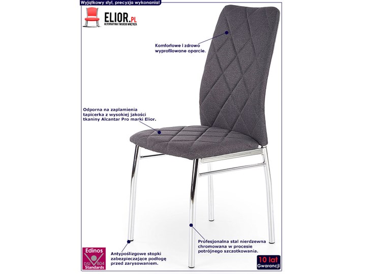 Krzesło pikowane Rankin - ciemny popiel Kolor Szary Wysokość 97 cm Szerokość 43 cm Kategoria Krzesła kuchenne