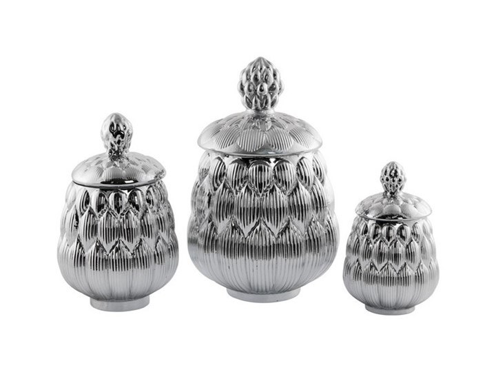 POJEMNIK CERAMICZNY SREBRNA SZYSZKA WYBIERZ ROZMIAR ” CONE”H24CM 13X13X24CM Ceramika Kolor Srebrny