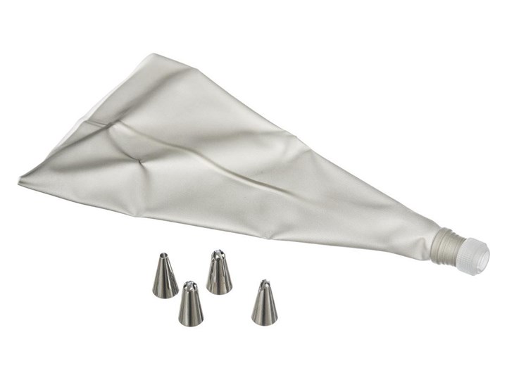 Worek cukierniczy + 4 tylki, aluminium, komplet Rękawy cukiernicze Kolor Szary