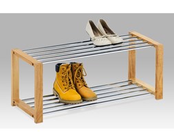 Półka na buty, 2 piętra, naturalne drewno
