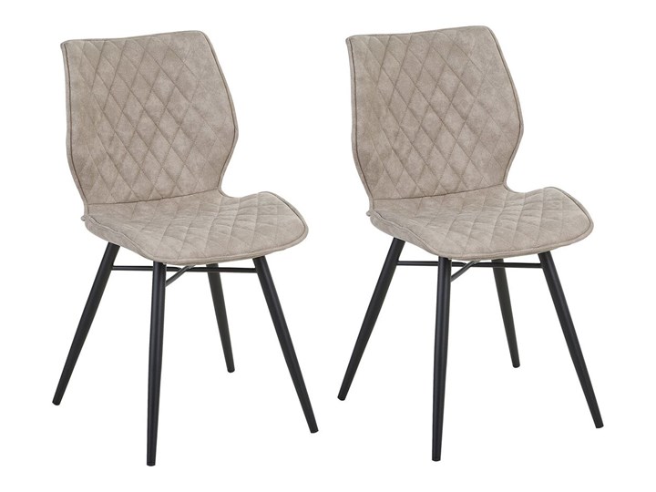 Beliani Zestaw 2 krzeseł beżowych tapicerowanych z metalowymi czarnymi nogami do jadalni styl nowoczesny industrialny Tapicerowane Tkanina Rodzaj(n) Krzesła Pikowane Tworzywo sztuczne Drewno Typ Tapicerowane