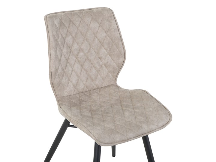 Zestaw 2 krzeseł beżowych tapicerowanych z metalowymi czarnymi nogami do jadalni styl nowoczesny industrialny Tapicerowane Pikowane Tkanina Tworzywo sztuczne Drewno Kategoria Krzesła kuchenne