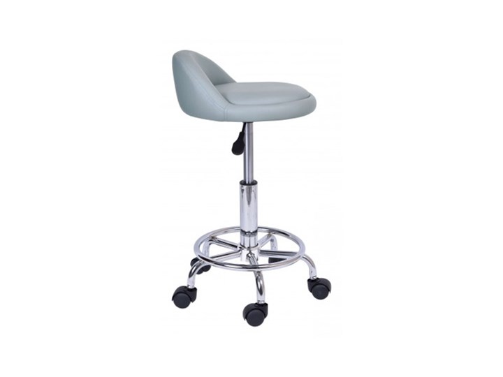 Taboret fryzjerski Calla- szary Metal Skóra ekologiczna Hoker obrotowy Skóra Kolor Czarny Hoker regulowany Hoker z oparciem Styl Nowoczesny