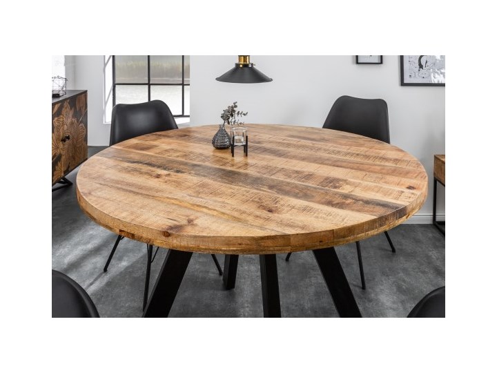 Stół Iron Craft 120 cm okrągły naturalny Mango 39584 Rozkładanie Drewno Metal Kategoria Stoły kuchenne