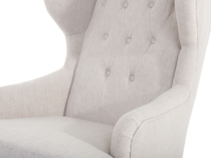 Fotel uszak beżowy tapicerowany pikowany wysokie oparcie vintage retro salon Tkanina Szerokość 66 cm Kategoria Fotele do salonu Głębokość 78 cm Wysokość 100 cm Fotel tradycyjny Fotel pikowany Tworzywo sztuczne Drewno Styl Nowoczesny