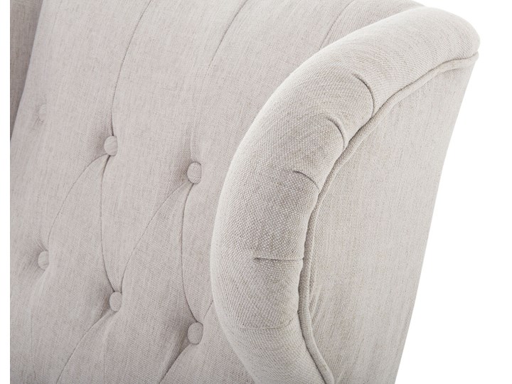 Fotel uszak beżowy tapicerowany pikowany wysokie oparcie vintage retro salon Tworzywo sztuczne Głębokość 78 cm Tkanina Fotel tradycyjny Wysokość 100 cm Szerokość 66 cm Drewno Fotel pikowany Styl Nowoczesny