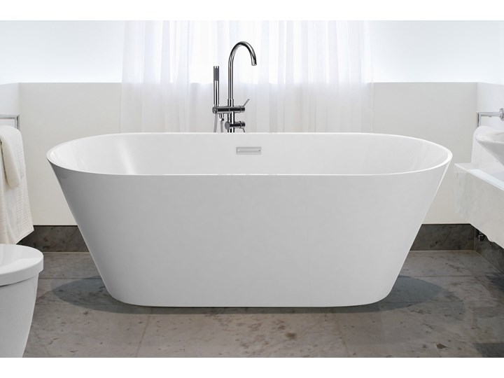 Wanna wolnostojąca biała akrylowa 170 x 80 cm system przelewowy owalna nowoczesna Wolnostojące Długość 170 cm Kolor Biały