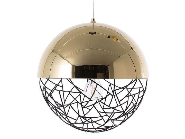 Lampa sufitowa złota metalowa 124 cm ażurowa czarna osłona wysoki połysk glamour Lampa druciana Lampa z kloszem Kolor Złoty Kategoria Lampy wiszące