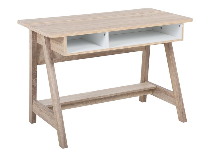 Biurko jasne drewno 110 x 60 x 75 cm styl skandynawski Głębokość 60 cm Płyta MDF Szerokość 110 cm Biurko konsola Pomieszczenie Biuro