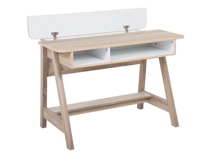 Biurko jasne drewno 110 x 60 x 75 cm styl skandynawski Biurko konsola Płyta MDF Szerokość 110 cm Głębokość 60 cm Pomieszczenie Biuro