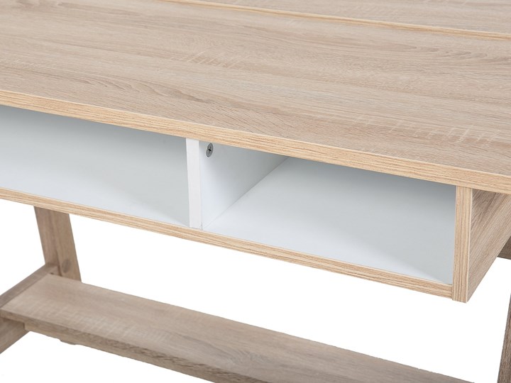Biurko jasne drewno 110 x 60 x 75 cm styl skandynawski Głębokość 60 cm Kolor Beżowy Biurko konsola Płyta MDF Szerokość 110 cm Kategoria Biurka