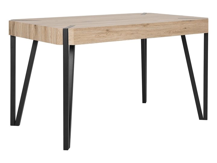 Stół do jadalni jasne drewno czarne metalowe nogi 130 x 90 cm prostokątny styl industrialny Długość 130 cm Płyta MDF Styl Rustykalny